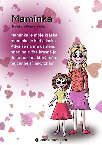 a mother and daughter standing next to each other with hearts in the background that says mamika