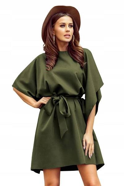 287-13 SOFIA Šaty motýl - KHAKI - 2XL/3XL