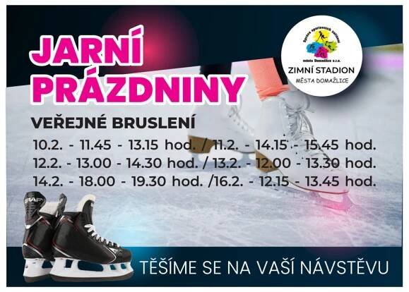 Veřejné bruslení o jarních prázdninách - Sportoviště Domažlice