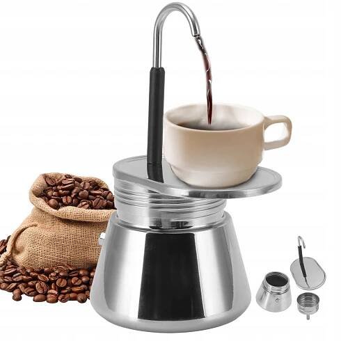 KÁVOVAR Z NEREZOVÉ OCELI 200 ML ESPRESSO CAPPUCCINO LATTE