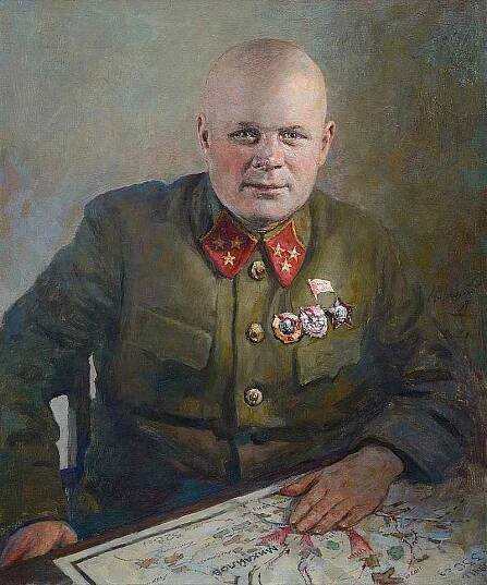Generálporučík Filipp Ivanovič Golikov coby velitel 10. armády na obraze Andreje Nikolajeviče Mironova.