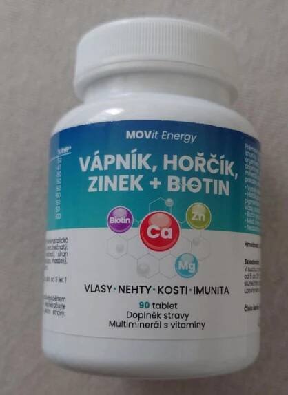 Vápník, hořčík, zinek + biotin MOVit energy