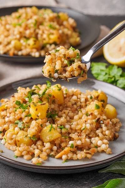 Easy Vegan Sabudana (Sago) Khichdi Pilaf Recipe