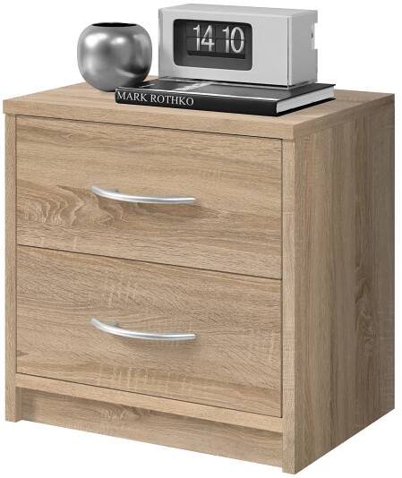 NOČNÍ STOLEK, Sonoma dub, 38,5/39/28,2 cm - bílá/šedá, Basics, kompozitní dřevo/plast (38,5/39/28,2cm) - Carryhome