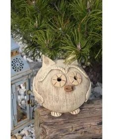 Keramická sova - veselé zvířátko - dekorace do zahrady - menší