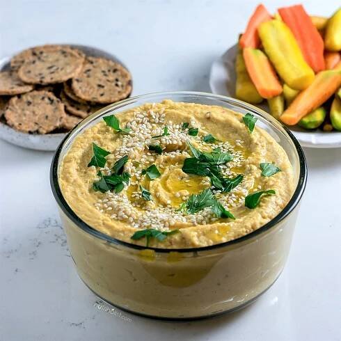 Savory Pumpkin Hummus #Vegan #Glutenfree #Grainfree Quick & Easy Snack #nutriholist