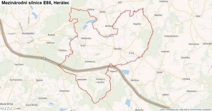 Herálec, Silnice E65 - Mapa | Kurzy.cz