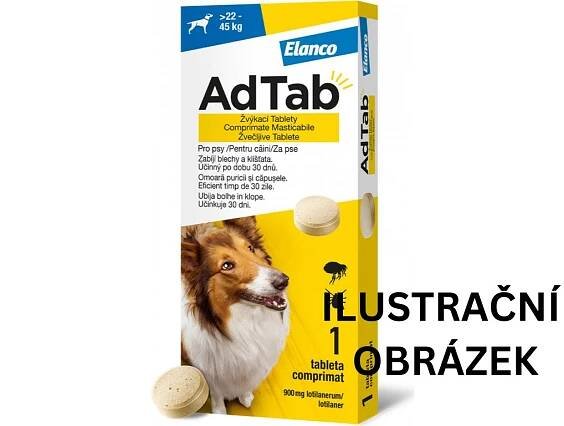 AdTab Žvýkací tablety proti blechám a klíšťatům psi 900 mg 22-45 kg 1 ks - Biotika.net