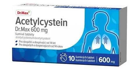 Acetylcystein Dr. Max 600 mg 1×10 tbl, šumivé tablety na kašeľ