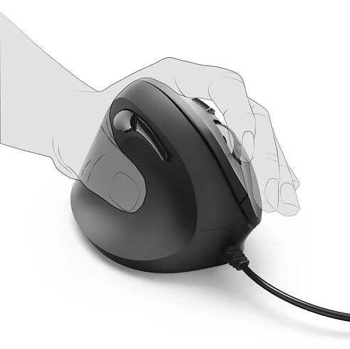Hama EMC-500L, ergonomická vertikální myš pro leváky, USB, černá