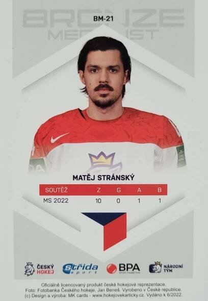 Matěj Stránský 2021/22 MK Bronze Medalists PROMO ražba | Hokejové kartičky | Hokejové album | Prodejna