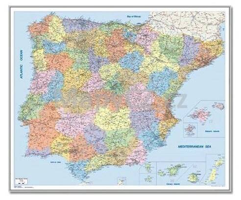 Španělsko a Portugalsko spediční - nástěnná mapa 110 x 90 cm, lamino + stříbrný hliníkový rám | NÁSTĚNNÉ MAPY - MapyCZ.cz