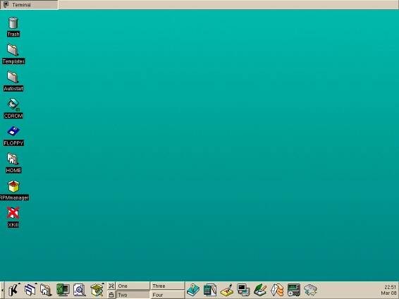 KDE 1.0, nabídka programů, správce balíčků - Linux E X P R E S