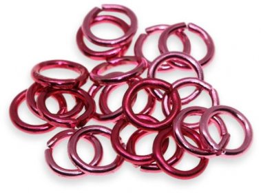 Růžový, sytý hliníkový kroužek, 5,5mm (20ks)
