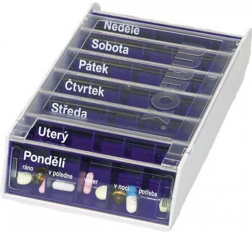 Dávkovač na léky ANABOX 7 dní modrý - skladem