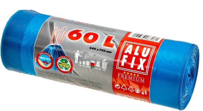 Alufix pytle na odpad, 20 μ, 64 × 71 cm, 60 l, 15 ks