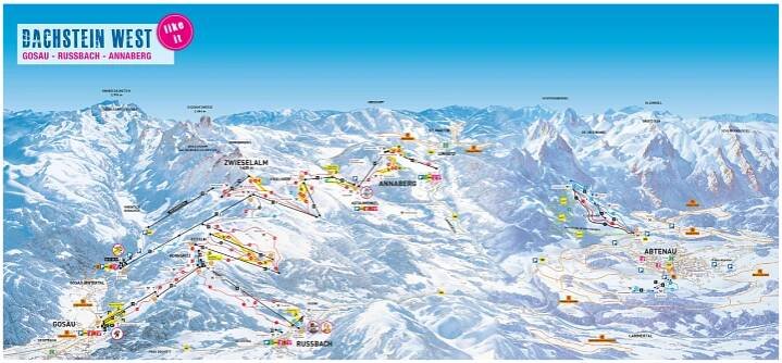 Mapa sjezdovek Dachstein West