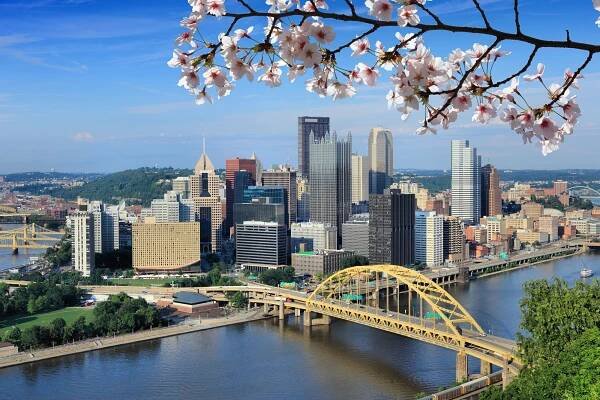 jaro ve městě pittsburgh - pittsburgh - stock snímky, obrázky a fotky