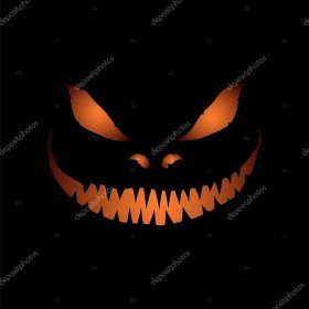 Děsivá tvář izolovaných na černém pozadí. ilustrace pro halloween. strašidelné dýně tvář