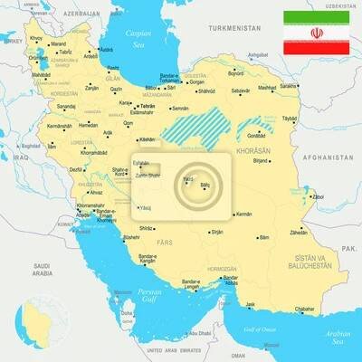 Mapa Íránu - podrobné vektorové ilustrace