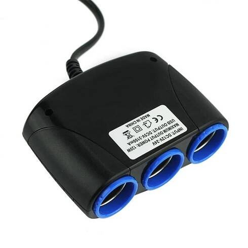 12-24V 3cestný rozbočovač zásuvek do autozapalovače Napájecí adaptér USB nabíječky