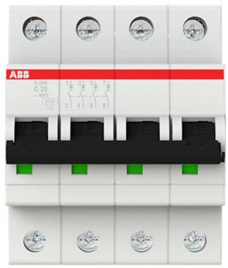 ABB 2CDS254001R0204 S204-C20 elektrický jistič 4pólový 20 A 400 V