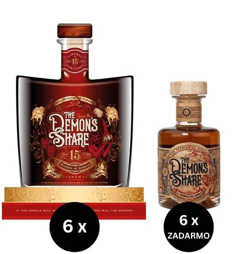 6 x The Demon ́s Share Rum 15 Y.O., GIFT + 6 x The Demons Share, MIDI zadarmo