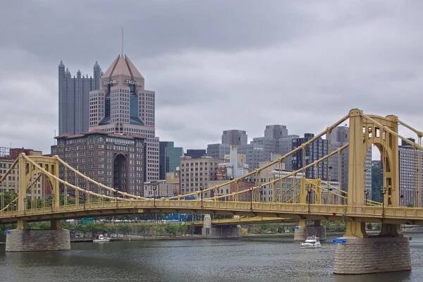 Andy Warhol Bridge with downtown Pittsburgh in the background