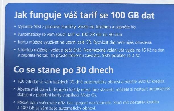 O2 100 GB předplacená karta (Datamánie) | 100 GB za 300 Kč | | Aukro
