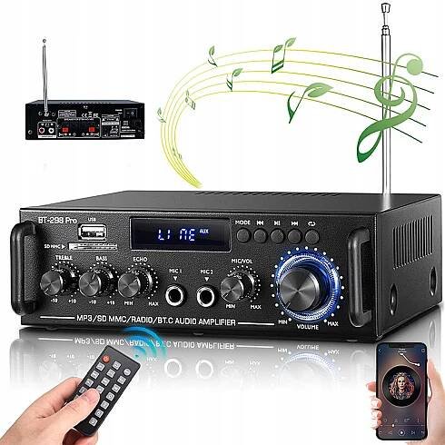 DIGITÁLNÍ STEREO HIFI ZESILOVAČ BLUETOOTH 5.0 S USB SD FM VSTUPY