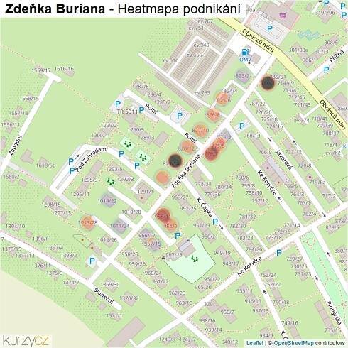 Mapa Zdeňka Buriana - Firmy v ulici.