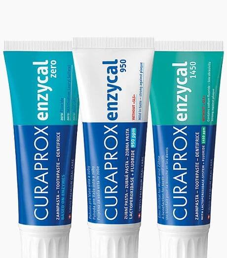 Zubní pasty Enzycal – něžné, jemné, účinné | CURAPROX | Dentální zdraví ze Švýcarska