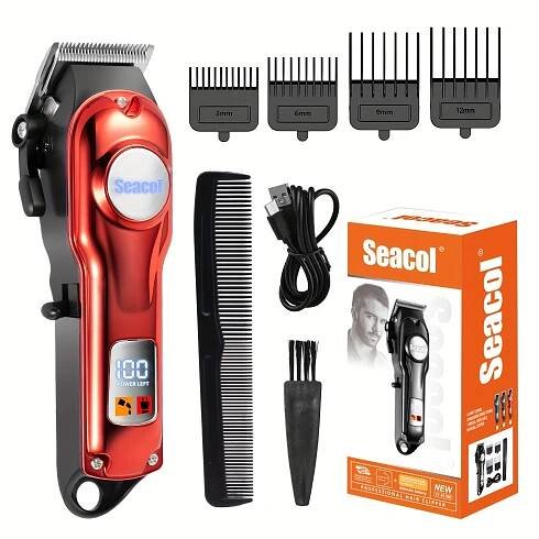 Professional Hair Clippers for Men, Rechargeable Cordless Electric Trimmer, ABS Body, with 900mAh Lithium Battery, USB Charging, LCD Display, *