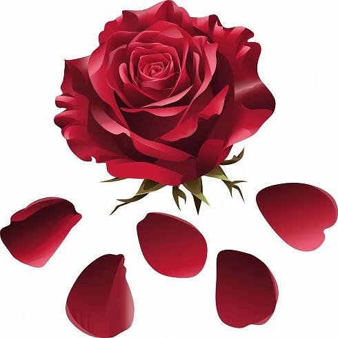 Ilustrační klipart Červený květ růže 