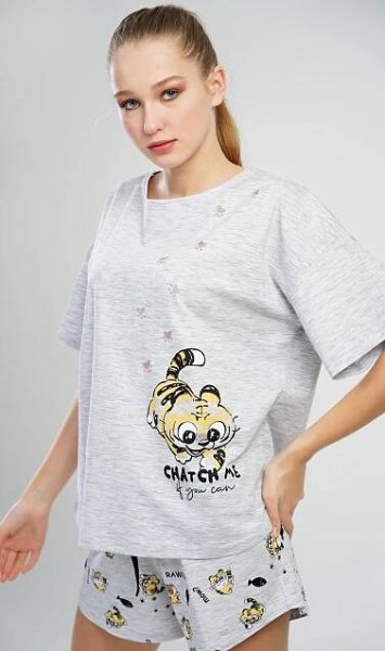 Dámské pyžamo šortky Vienetta Secret Kocour - Vienetta Secret (Dámská pyžama - Dámské)