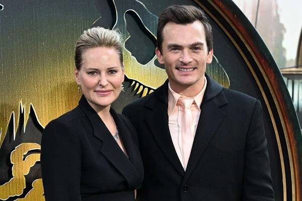 Aimee Mullins and Rupert Friend at the 'Jurassic World Rebirth' premiere in London