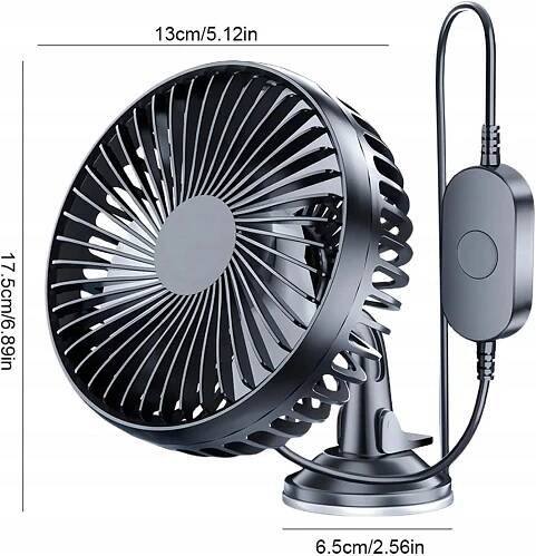 WENTYLATOR SAMOCHODOWY USB 5V REGULACE PŘÍSAVKA Univerzální Černá - Allegro