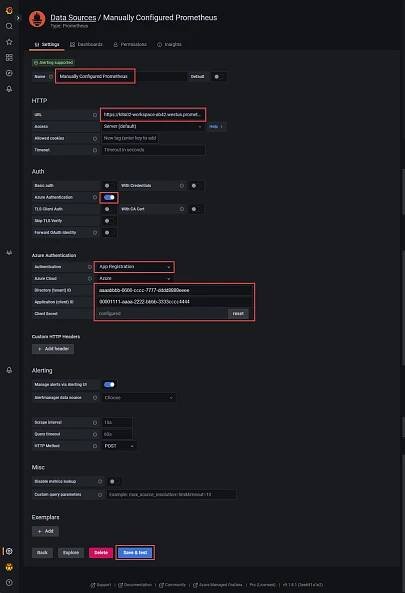 Snímek obrazovky znázorňující stránku nastavení Grafana pro přidání zdroje dat