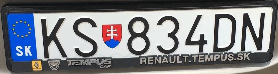 Registrační značka Slovensko - KS - Košice-venkov, foto: www.podalnici.cz