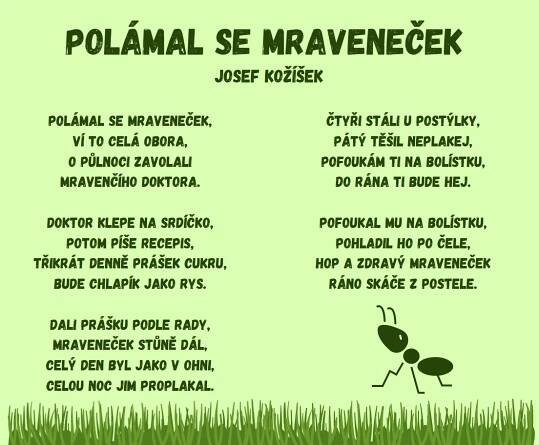 Polámal se mraveneček text