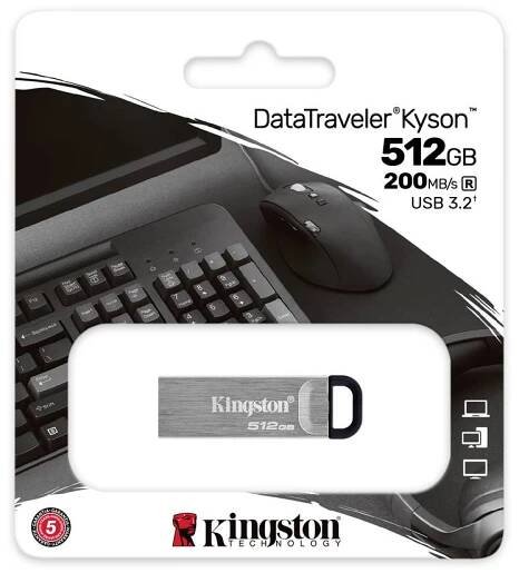 Kingston DataTraveler Kyson USB flash disk Retail 512 GB stříbrná DTKN/512GB USB 3.2 (Gen 1x1)