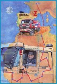 Fotogalerie: Speciální aršík dvou poštovních známek s Karlem Lopraisem a Tatry 815 při...