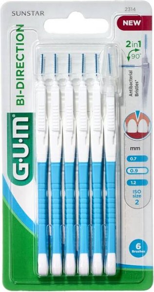 GUM BI-DIRECTION ULTRA 0,9 mm ISO 2 mezizubní kartáčky 6 ks