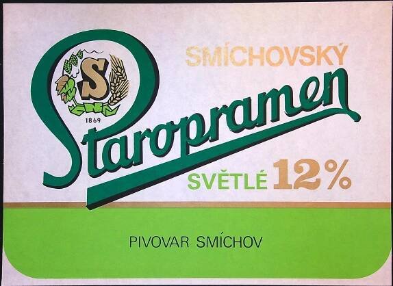 Samolepky - SMÍCHOVSKÝ STAROPRAMEN - SVĚTLÉ 12% - PIVOVAR SMÍCHOV (II)