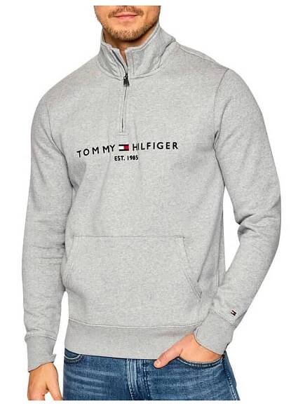 Pánská šedá mikina Tommy Hilfiger Half Zip