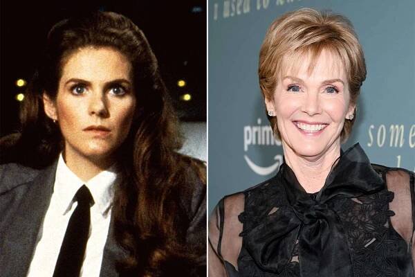 Julie Hagerty as Elaine Dickinson in 'Airplane!'; Julie Hagerty attends the premiere of 'Somebody I Used To Know' on Feb. 1, 2023, in Culver City, Calif