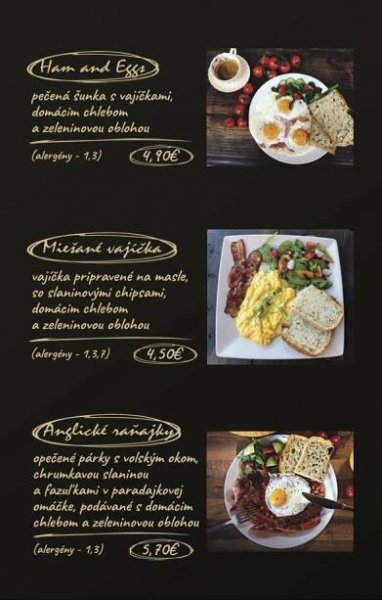 Kaviarne - Nitra - menu a info