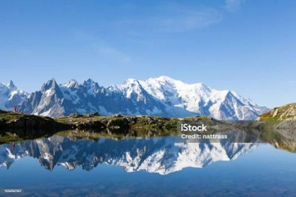 Horský běh v přírodě - Bez autorských poplatků Mont Blanc Stock fotka