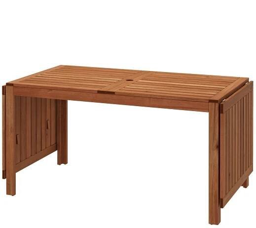 ÄPPLARÖ Rozkládací stůl, venkovní, hnědé mořidlo, 140/200/260x78 cm.