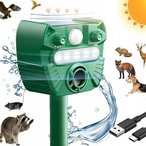 SOLÁRNÍ ODPUZOVAČ ZVÍŘAT USB 2000MAH PRO PSY KOČKY ZAJÍCI